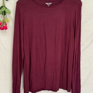Nine West Deep Red Long Sleeve Tee